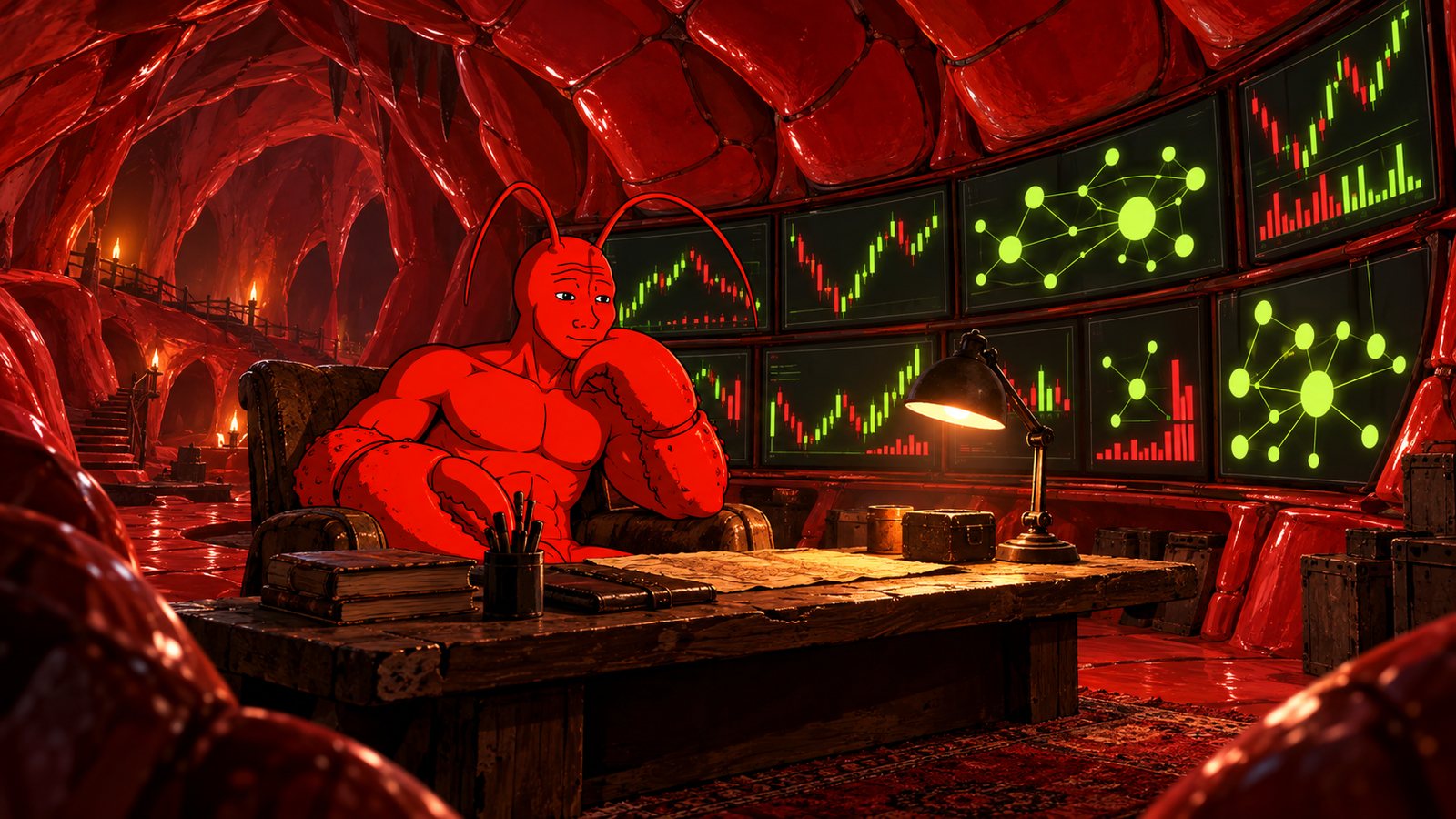 A wall of trading screens inside Lobin